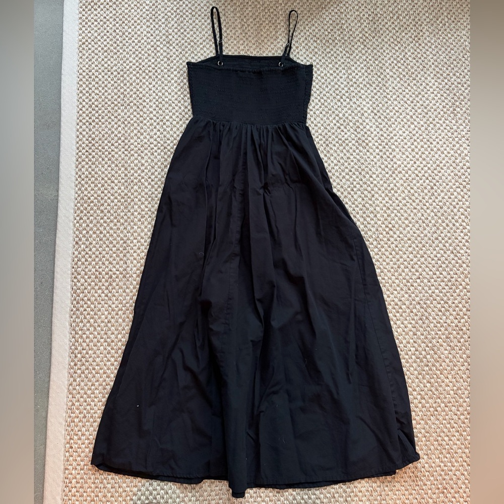 Black linen midi dress